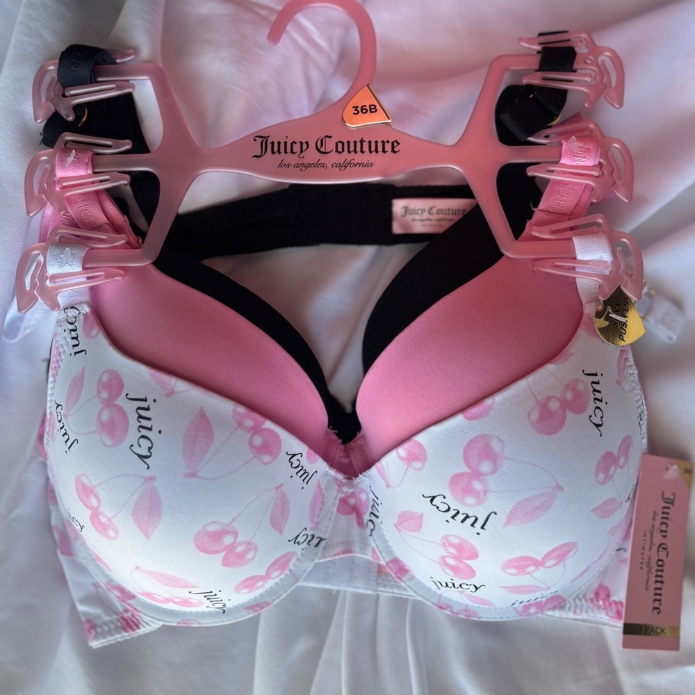 NWT Juicy Couture Pink and Black Bra 36b
